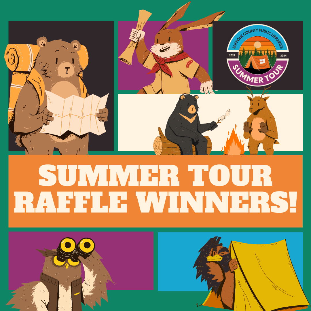 "Summer Tour Raffle Winners" with decorative camping themed elements.